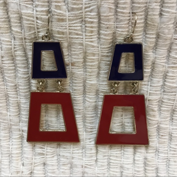 Jewelry - Statement Red & Blue Pierced Earrings
